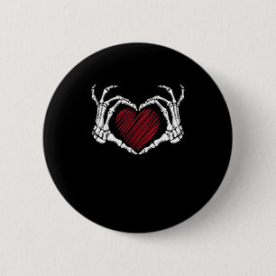 Skeleton Hand Heart Sign Costume Trending Hallowee 6 Cm Round Badge
