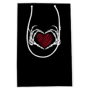 Skeleton Hand Heart Sign Costume Trending Hallowee Medium Gift Bag