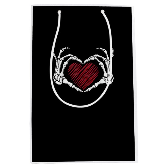 Skeleton Hand Heart Sign Costume Trending Hallowee Medium Gift Bag (Front)