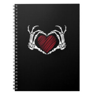Skeleton Hand Heart Sign Costume Trending Hallowee Notebook