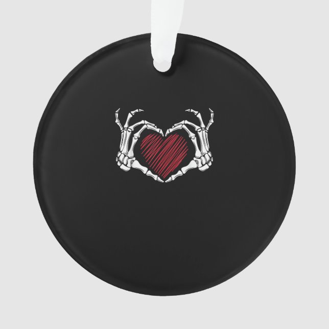 Skeleton Hand Heart Sign Costume Trending Hallowee Ornament (Front)