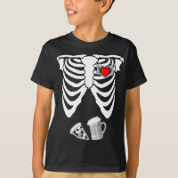 Skeleton Hand Heart Sign Halloween Beer Pizza Preg