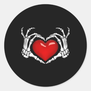 Skeleton Hand Heart Sign Halloween Skeleton Hand P Classic Round Sticker