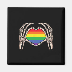 Skeleton Hand Heart Sign Retro Halloween Lgbt Rain Magnet