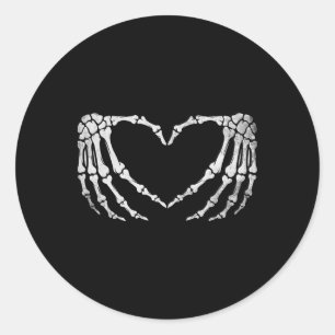Skeleton Hand Heart Sign Vintage Halloween Costume Classic Round Sticker