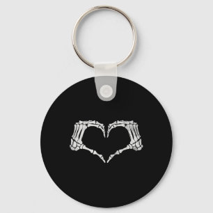 Skeleton Hand Heart Sign Vintage Halloween Costume Key Ring