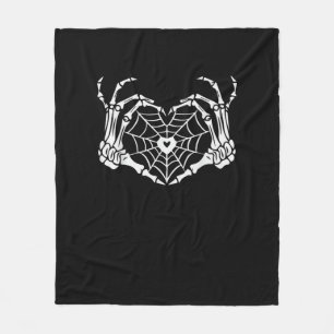 Skeleton Hand Heart Spiderweb Halloween Cobweb Par Fleece Blanket