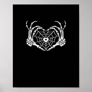 Skeleton Hand Heart Spiderweb Halloween Cobweb Par Poster