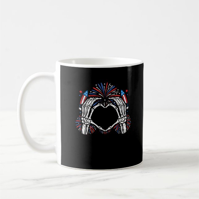 Skeleton Hand Heart USA Patriotic American Coffee Mug (Left)