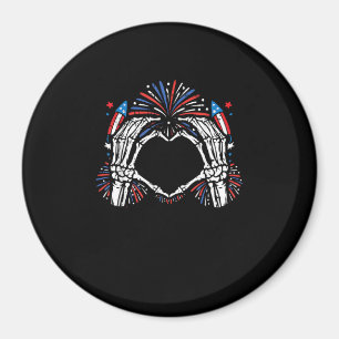 Skeleton Hand Heart USA Patriotic American Magnet