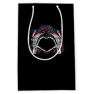 Skeleton Hand Heart USA Patriotic American Medium Gift Bag