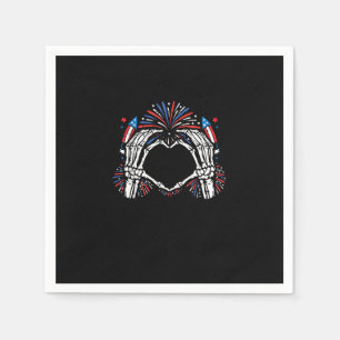 Skeleton Hand Heart USA Patriotic American Napkin