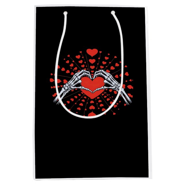 Skeleton Hand Heart Valentines Day Funny 2025 Hear Medium Gift Bag (Front)