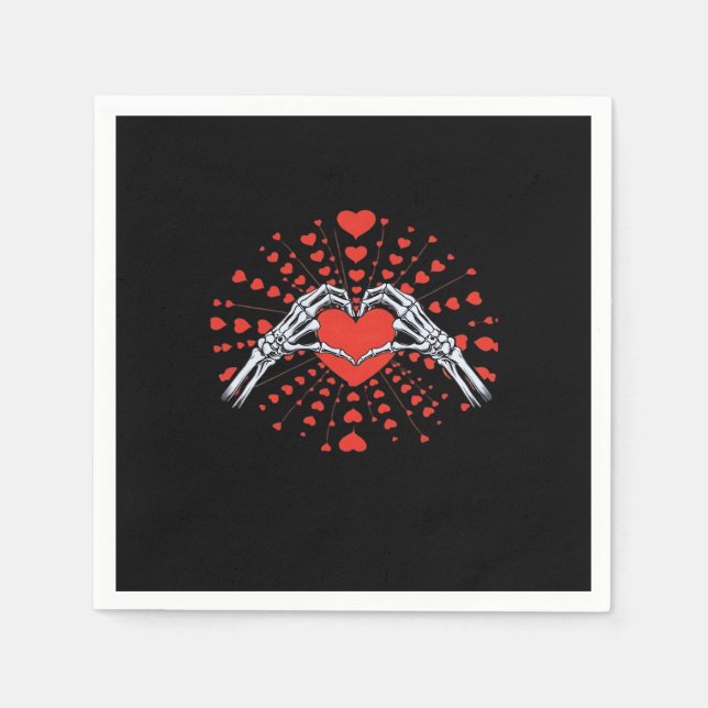 Skeleton Hand Heart Valentines Day Funny 2025 Hear Napkin (Front)