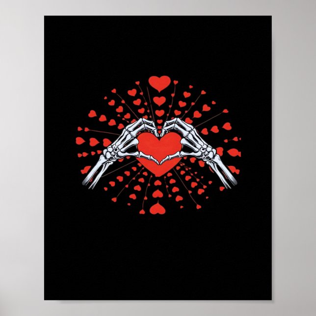 Skeleton Hand Heart Valentines Day Funny 2025 Hear Poster (Front)