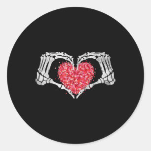 Skeleton Hand Heart Valentines Day Funny Bones Lov Classic Round Sticker