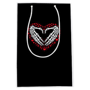 Skeleton Hand Heart Valentines Day Funny Couple Cu Medium Gift Bag