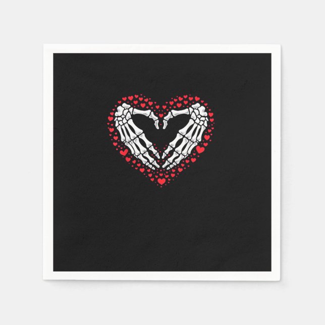 Skeleton Hand Heart Valentines Day Funny Couple Cu Napkin (Front)