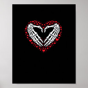Skeleton Hand Heart Valentines Day Funny Couple Cu Poster