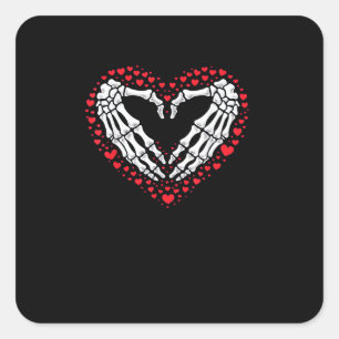 Skeleton Hand Heart Valentines Day Funny Couple Cu Square Sticker
