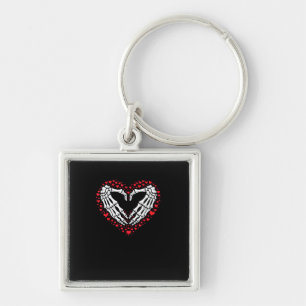 Skeleton Hand Heart Valentines Day Funny Couple Key Ring