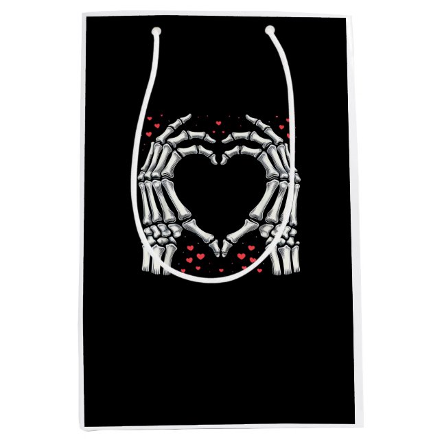 Skeleton Hand Heart Valentines Day Funny Couple Medium Gift Bag (Front)