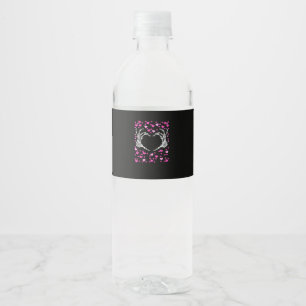 Skeleton Hand Heart Valentines Day Funny Viral Water Bottle Label