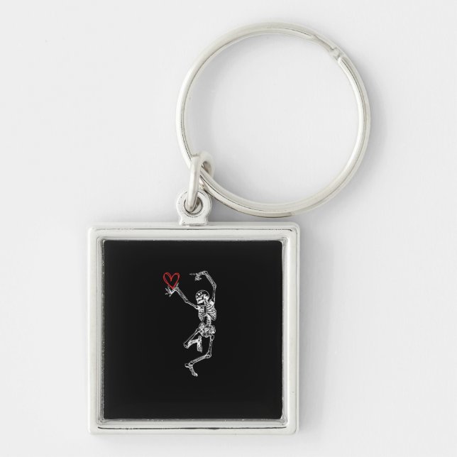 Skeleton Hand Heart Valentines Day Key Ring (Front)