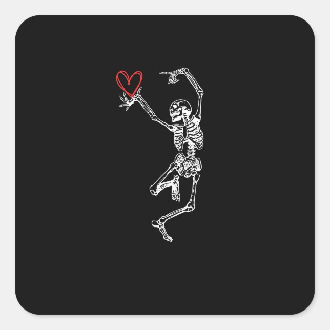 Skeleton Hand Heart Valentines Day Square Sticker (Front)