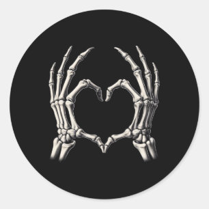 Skeleton Hand Heart Xray Retro Funny Halloween Cos Classic Round Sticker