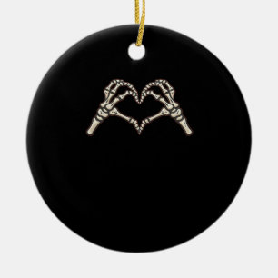 Skeleton Hand Hearts Design Ceramic Tree Decoration