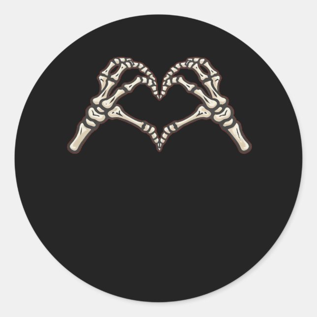 Skeleton Hand Hearts Design Classic Round Sticker (Front)