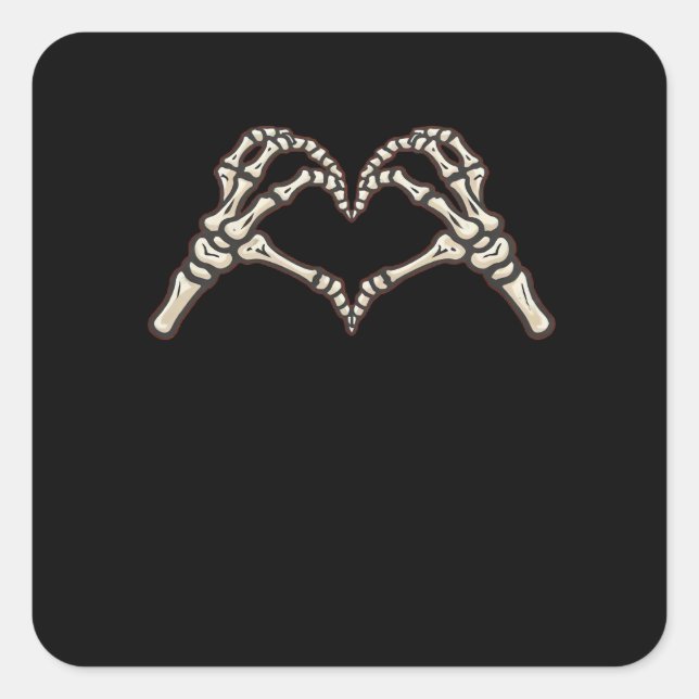 Skeleton Hand Hearts Design Square Sticker (Front)