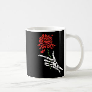Skeleton Hand Holding A Red Rose Coffee Mug