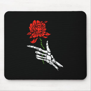 Skeleton Hand Holding A Red Rose Mouse Mat