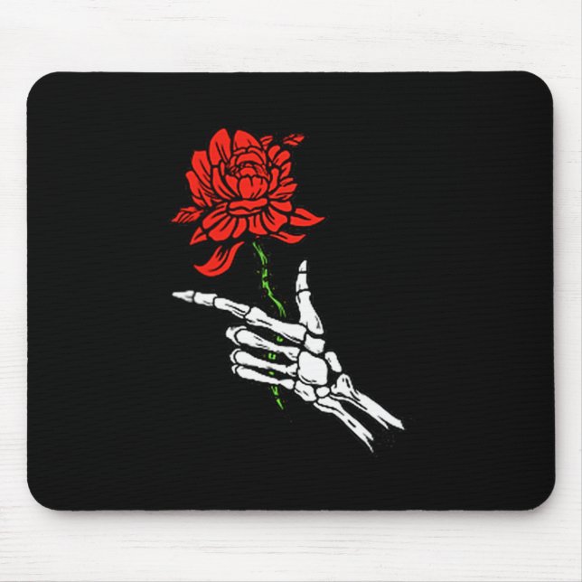 Skeleton Hand Holding A Red Rose  Mouse Mat (Front)