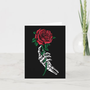 Skeleton Hand Holding A Red Rose Pocket Halloween Card