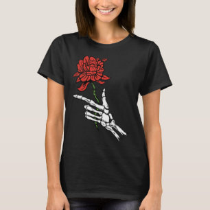 Skeleton Hand Holding A Red Rose T-Shirt