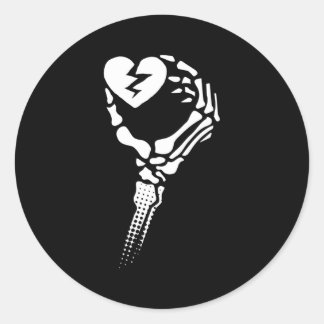 Skeleton Hand Holding Broken He Classic Round Sticker