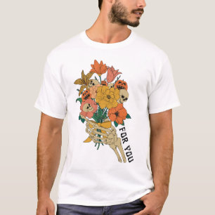Skeleton Hand Holding Flowers Halloween T-Shirt