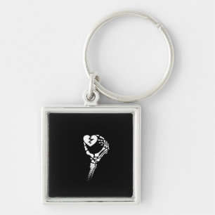 Skeleton Hand Holding Heart Key Ring