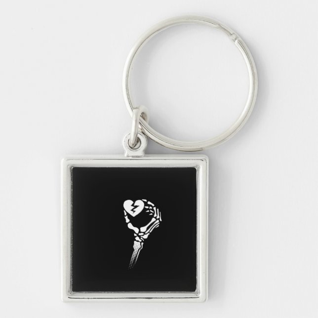 Skeleton Hand Holding Heart Key Ring (Front)