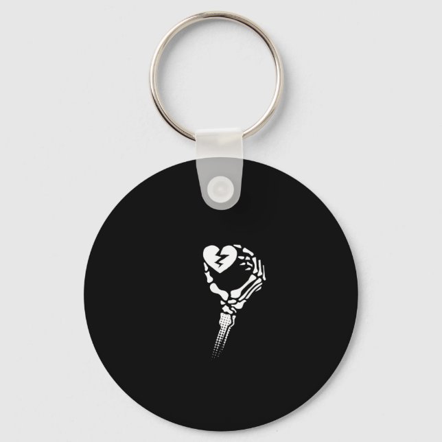 Skeleton Hand Holding Heart Key Ring (Front)