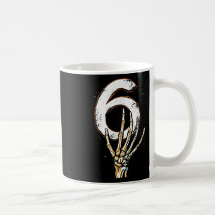 Skeleton Hand Holding Number 6 Matching 67 Hallowe Coffee Mug
