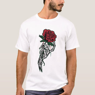 Skeleton Hand Holding Red Rose — Edgy Valentine’s T-Shirt