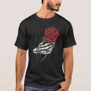 Skeleton Hand Holding Red Rose T-Shirt