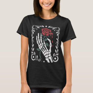 Skeleton Hand Holding Rose Gothic T-Shirt for Dark