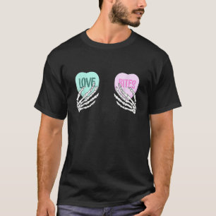 Skeleton Hand Love Bites Heart Funny Couple Valent T-Shirt