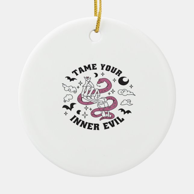 Skeleton Hand Making Heart  Ceramic Tree Decoration (Front)