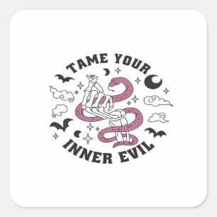 Skeleton Hand Making Heart Square Sticker